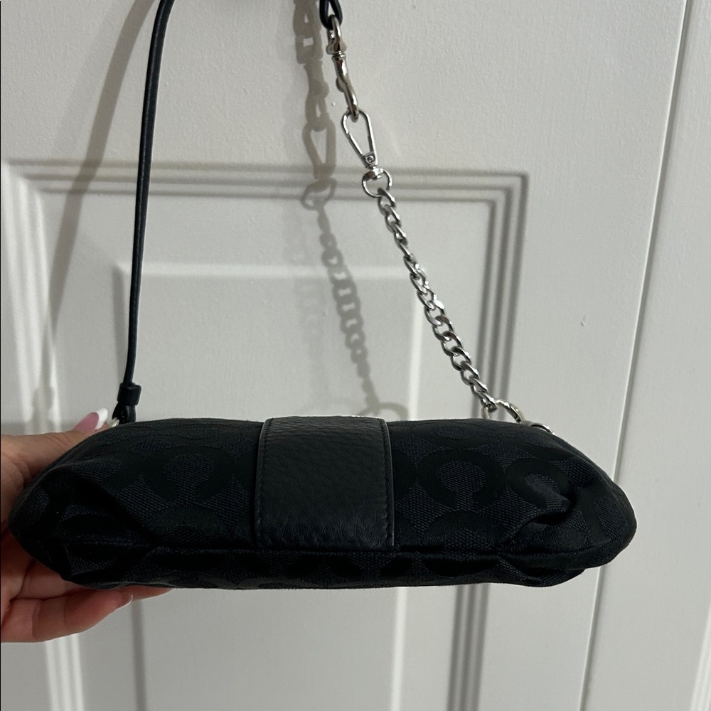 Coach Vintage Black Small Shoulder Bag with Silver Chain and Cherry Charm - Picture 5 of 7